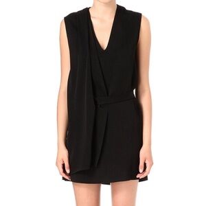 Maje - Black Draped V-Neck Mini Dress